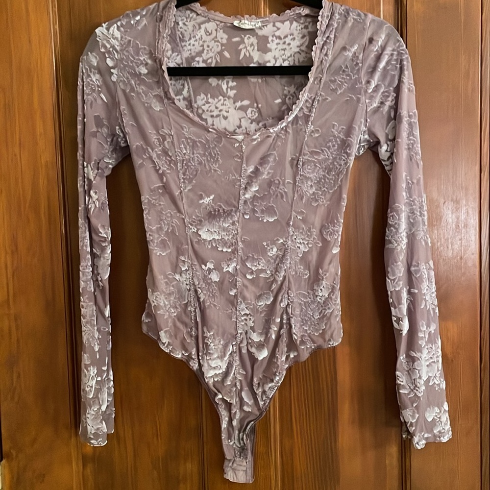 Free People Velvet See Thru Bodysuit
